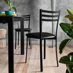 Ace 1320 Chaise de cuisine en métal avec assise en simili rembourrée