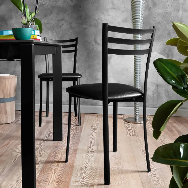 Ace 1320 Chaise de cuisine en métal avec assise en simili rembourrée