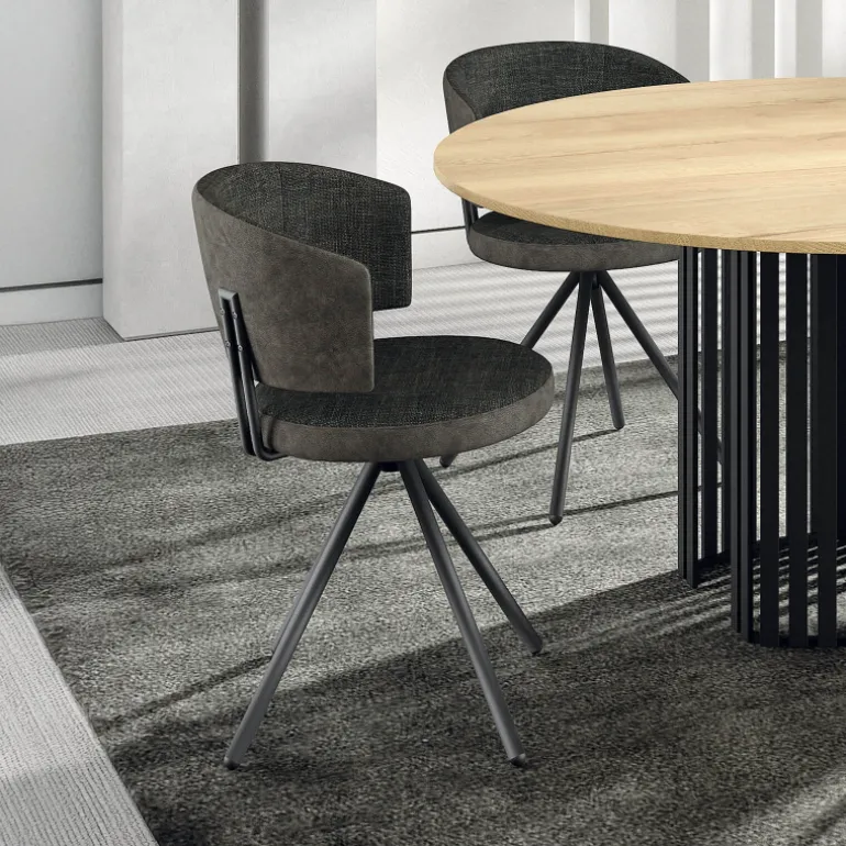 Adagio Chaise moderne pivotante en tissu et pieds métal