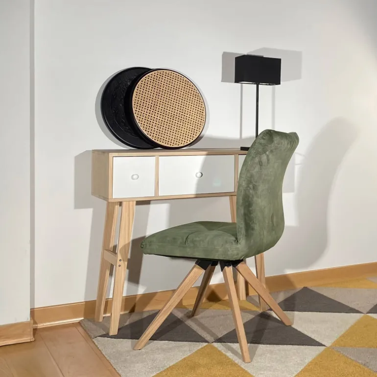 Adèle Chaise confortable en tissu pieds bois