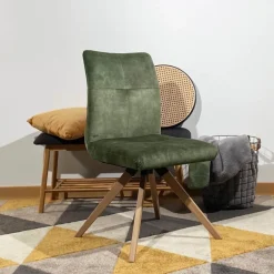 Adèle Chaise en tissu pivotante confortable avec pieds bois