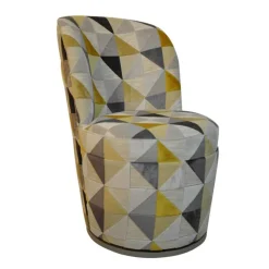 Adèle Chauffeuse pivotante moderne avec tissu à motifs fabriquée en France