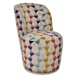 Adèle Chauffeuse pivotante moderne avec tissu à motifs fabriquée en France