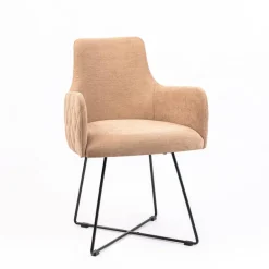 Anders diamant Fauteuil design en tissu dos matelassé et pieds métal