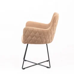Anders diamant Fauteuil design en tissu dos matelassé et pieds métal