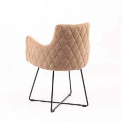 Anders diamant Fauteuil design en tissu dos matelassé et pieds métal