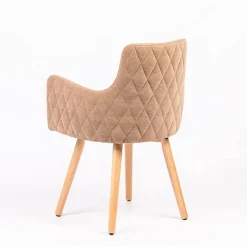 Anders diamant Fauteuil en tissu dos matelassé et pieds en bois