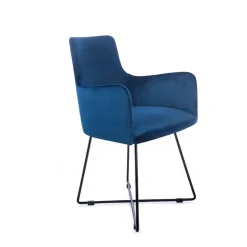 Anders Fauteuil de salle à manger en tissu et pieds métal