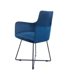 Anders Fauteuil de salle à manger en tissu et pieds métal