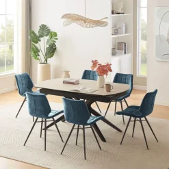 AngèleTable moderne extensible en céramique pieds métal