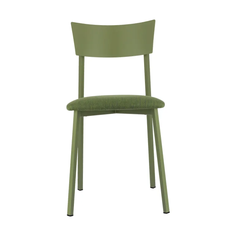 Anémone Carrier® Chaise française avec assise en tissu rembourrée et dossier métal