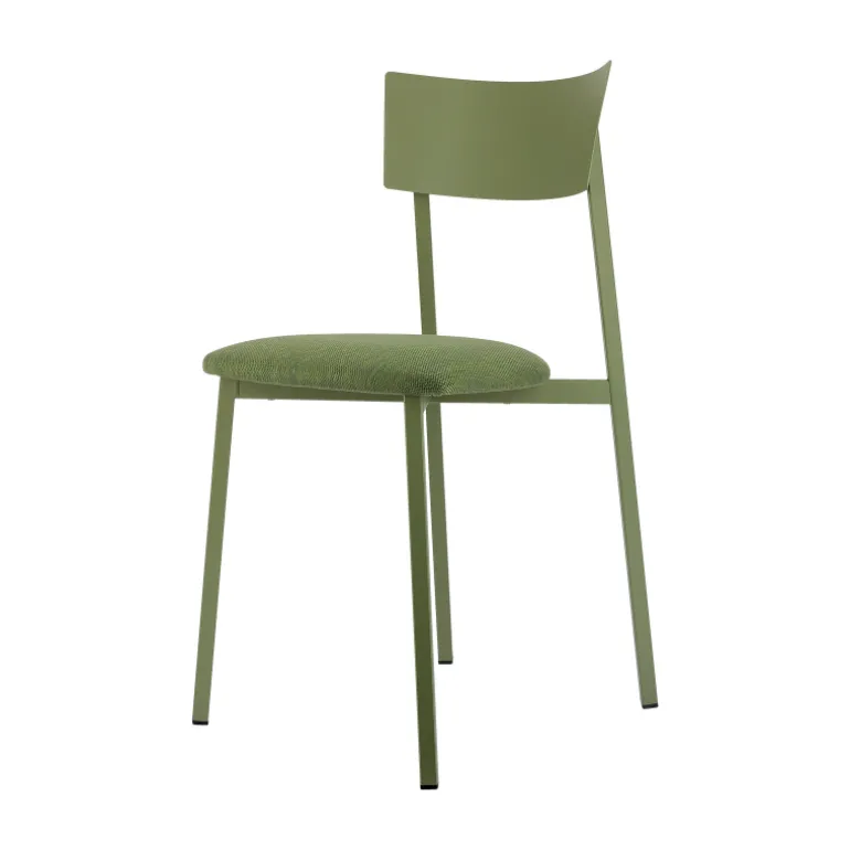 Anémone Carrier® Chaise française avec assise en tissu rembourrée et dossier métal