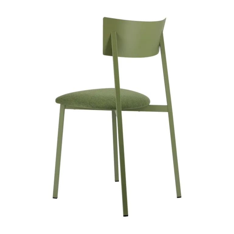 Anémone Carrier® Chaise française avec assise en tissu rembourrée et dossier métal