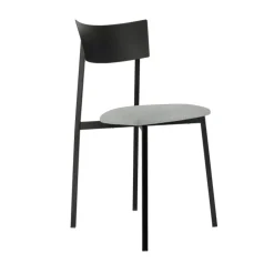 Anémone Carrier® Chaise française avec assise en tissu rembourrée et dossier métal