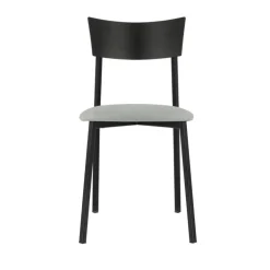 Anémone Carrier® Chaise française avec assise en tissu rembourrée et dossier métal