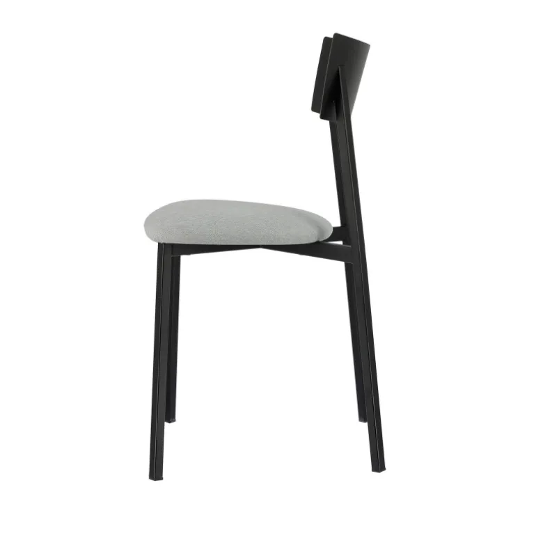 Anémone Carrier® Chaise française avec assise en tissu rembourrée et dossier métal