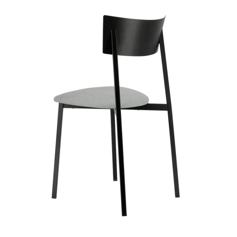 Anémone Carrier® Chaise française avec assise en tissu rembourrée et dossier métal