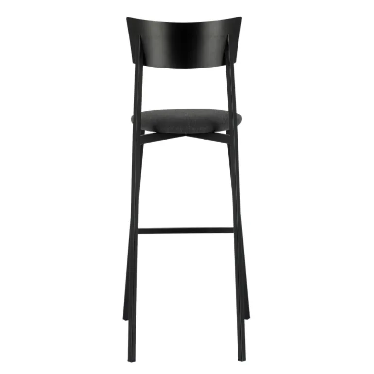 Anémone Carrier® Tabouret de bar français avec assise en tissu rembourrée et dossier métal