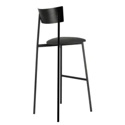 Anémone Carrier® Tabouret de bar français avec assise en tissu rembourrée et dossier métal