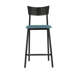 Anémone Carrier® Tabouret snack français avec assise en tissu rembourrée et dossier métal