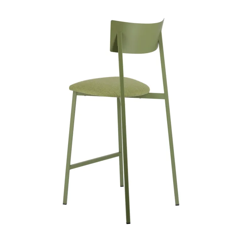 Anémone Carrier® Tabouret snack français avec assise en tissu rembourrée et dossier métal