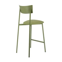 Anémone Carrier® Tabouret snack français avec assise en tissu rembourrée et dossier métal