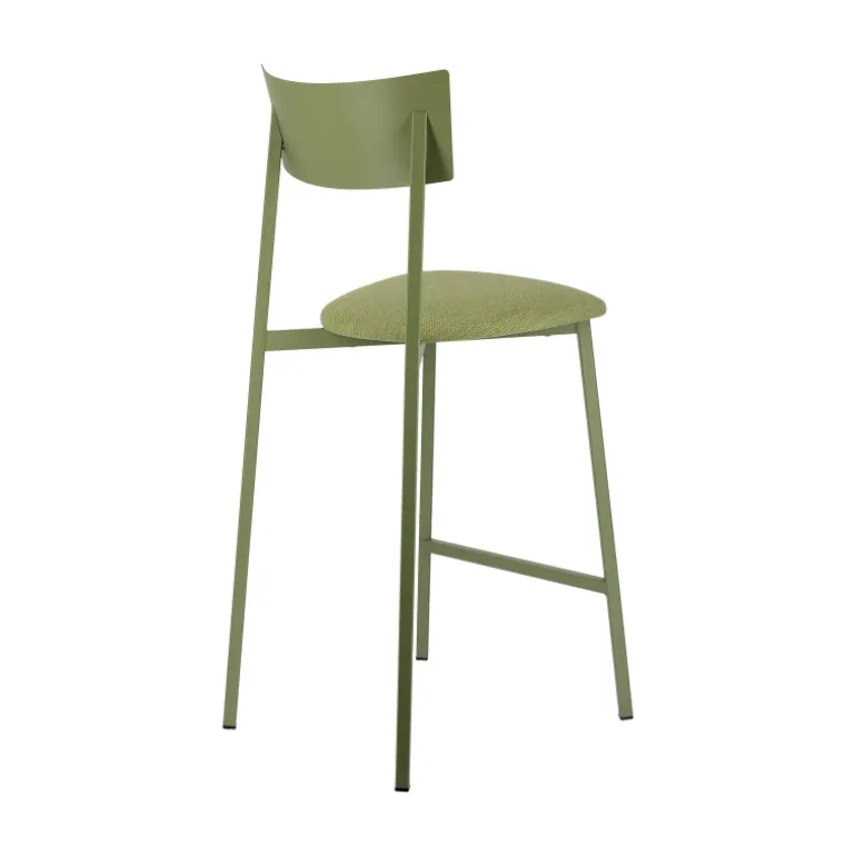 Anémone Carrier® Tabouret snack français avec assise en tissu rembourrée et dossier métal