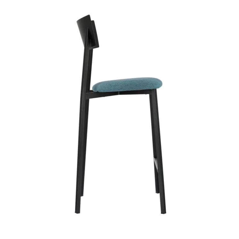 Anémone Carrier® Tabouret snack français avec assise en tissu rembourrée et dossier métal