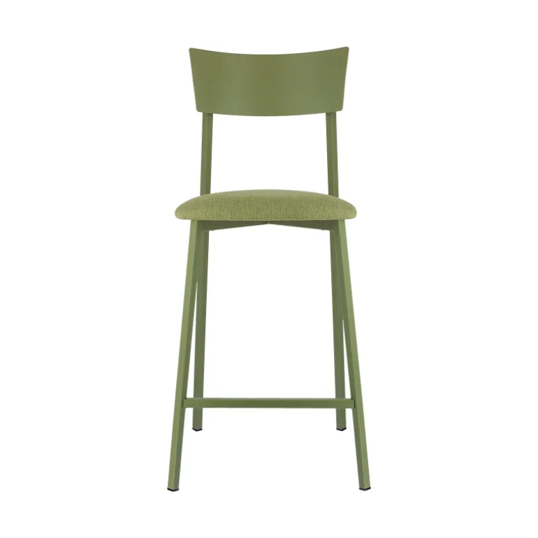 Anémone Carrier® Tabouret snack français avec assise en tissu rembourrée et dossier métal