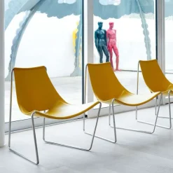 Apelle Midj® Chaise transat design en croûte de cuir et métal