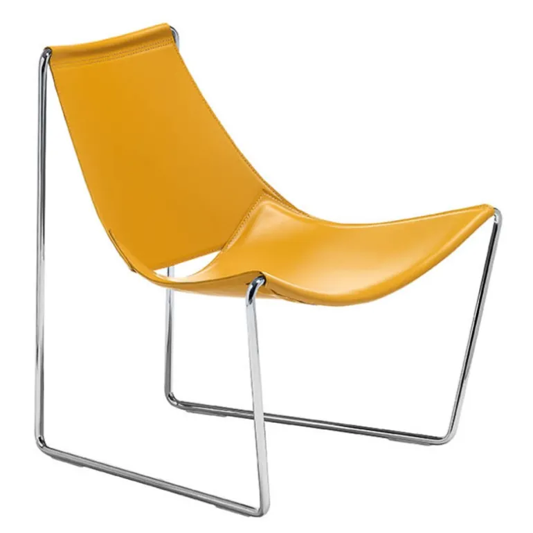 Apelle Midj® Chaise transat design en croûte de cuir et métal