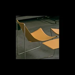 Apelle Midj® Chaise transat design en croûte de cuir et métal