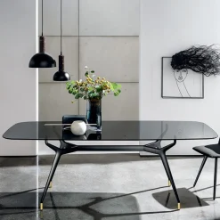 Arkos Sovet® Table design rectangulaire en verre avec bords arrondis