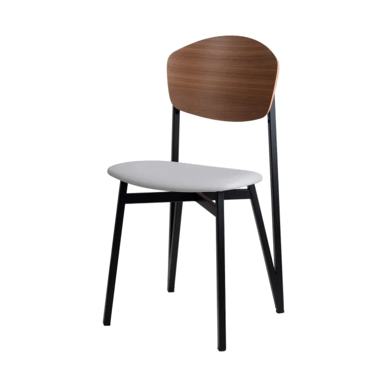 Artémis Carrier® Chaise design française assise en synthétique, dossier bois et pieds en métal