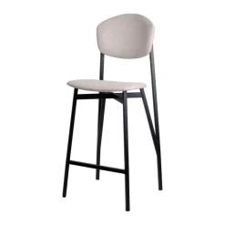 Artémis Carrier® Tabouret snack design français assise et dossier en tissu dos en bois et pieds en métal