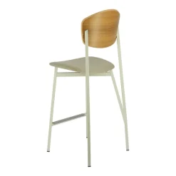 Artémis Carrier® Tabouret snack design français assise en tissu dossier bois et pieds en métal