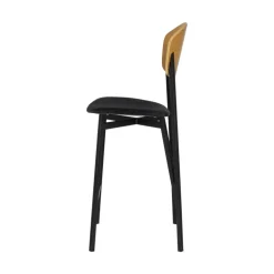 Artémis Carrier® Tabouret snack design français assise en tissu dossier bois et pieds en métal