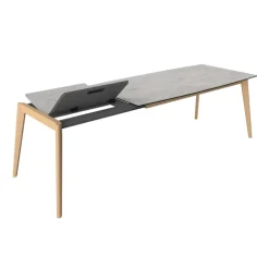 Atlas Table scandinave extensible en céramique avec pieds en bois