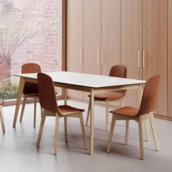 Atlas Table scandinave extensible en céramique avec pieds en bois