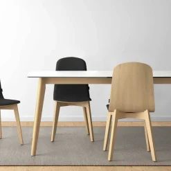 Atlas Table scandinave extensible en céramique avec pieds en bois