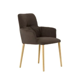 Aura Mobitec® Chaise avec accoudoirs style cocooning en tissu et pieds bois