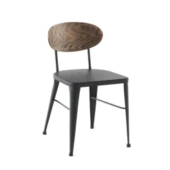 Austin Chaise en métal industriel dossier bois