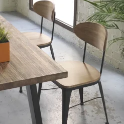 Austin Chaise industrielle vintage en bois et métal