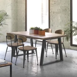 Austin Chaise industrielle vintage en bois et métal