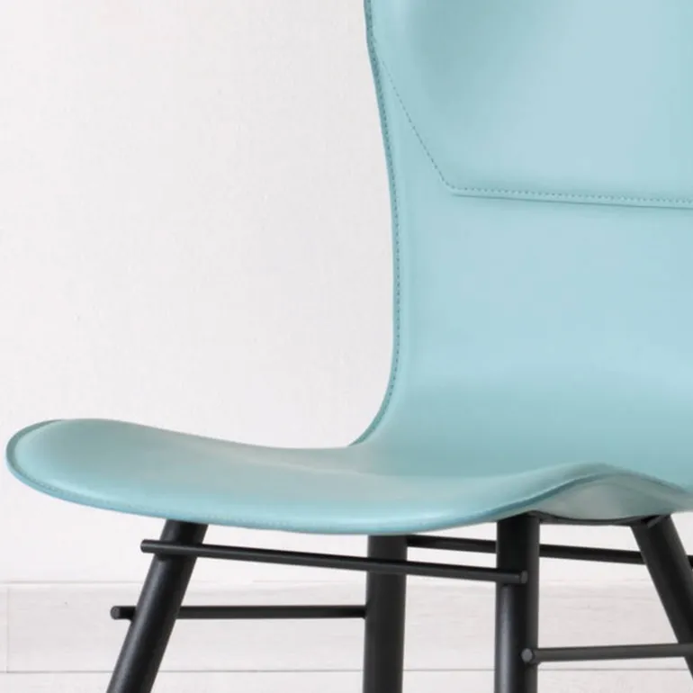 Avenue Chaise rétro design en croûte de cuir et métal