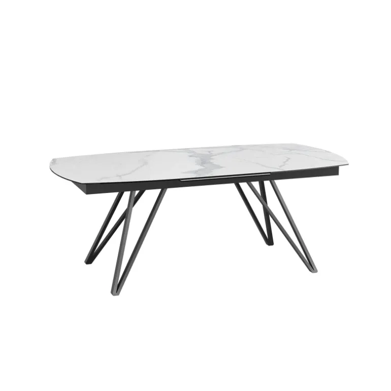 BabyloneTable en céramique extensible avec pieds design en métal noir