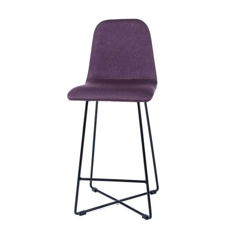 BarPandora Tabouret snack scandinave en tissu avec pieds filaires en métal noir