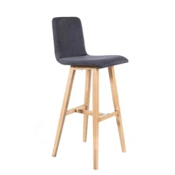 BarPlaza Tabouret de bar scandinave en tissu avec pieds en bois