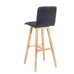 BarPlaza Tabouret de bar scandinave en tissu avec pieds en bois