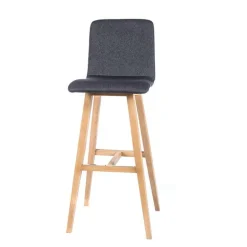 BarPlaza Tabouret de bar scandinave en tissu avec pieds en bois